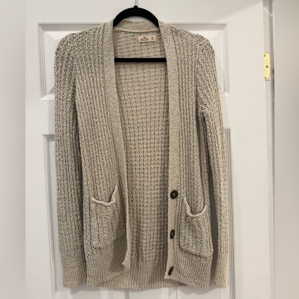 Hollister Beige Knit Cardigan